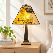 Vintage Henri de Toulouse-Lautrec Stained Glass Lamp  picture