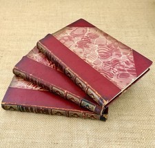 3 Antique Maurice Maeterlinck Théâtre Decorative Book Set Half Leather Marbled picture