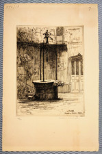 Caroline H Armington 1910 Le Puits Cluny Paris ORIGINAL Signed Etching 73/100 picture