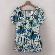 Lane Bryant Blouse Womens 18/20 Multicolor Floral Ruffle Scoop Neck Tunic NWT picture