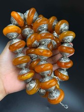Unique silver Old Real Antique Bakelite lovely Amber Sandalos Necklace picture