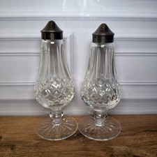 Vintage Waterford Crystal Lismore Footed Salt Pepper Shakers Set 6.25