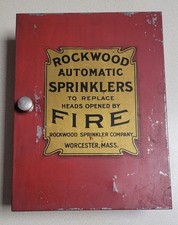 RARE Vintage Rockwood Fire Sprinkler Head Cabinet Box + 4 1940's Sprinkler Heads picture