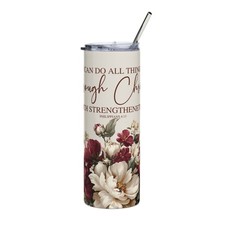 I Can Do All Things Scripture Floral Tumbler | 20oz Stainless Steel picture