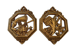Vintage Homco Gold Wall Plaques Musical Decor MCM Hollywood regency grandmacore picture