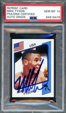 Mike Tyson Auto 1986 Panini Supersport Rookie Reprint RC 153 Auto 10 PSA/DNA picture