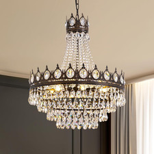 French Empire Crystal Chandeliers, Vintage Crystal Chandelier, Antique Bronze Ch picture
