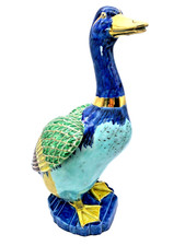 Large Hand Painted Herend Style Vintage Porcelain Duck Sculpture Andrea By Sadek picture
