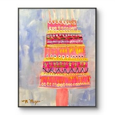 Mary Myers Original Abstract Expressionism 11x14 Birthday Cake Signed Fine Art picture