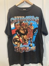 VTG 90s Chicago Bulls Tshirt Rap Tee 1997 NBA Michael Jordan Rodman Pippen L/XL picture