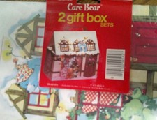 Vintage 1980s CARE BEAR Christmas Gift Box Sets 2 pack 9x5x8 picture