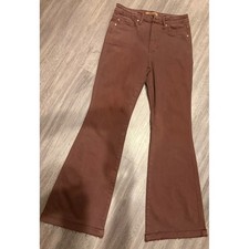 Judy Blue Flare Jeans Womens 7/28 Brown Garment Dyed High Rise Raw Hem JB88803 C picture