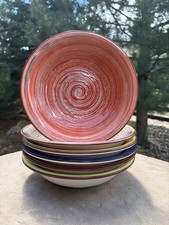 (8) Vancasso Albero Textured Spiral Bowls Multicolor Hand painted picture