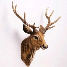 Faux Deer Head 17 inch Faux Animal Head Wall Décor Handmade Farmhouse Décor Rust picture