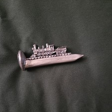 Unusual Folky Railroad Spike Sculpture, Miniature CoalTrain with Cars, 3