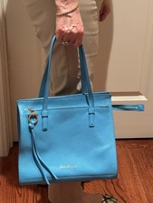 New Salvatore Ferragamo Amy  Bag Satchel Tote Blue $437.50 picture
