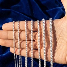925 Sterling Silver HSP Rope Chain Heavy Solid Necklace 2-5mm 18-24