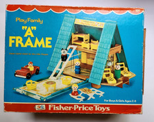 Vintage Fisher Price Little People Play Family A-Frame House #990 Original Box picture