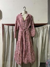 Vintage Pink Floral Maxi Dress Long Sleeve Tiered Cottagecore Boho V-Neck Belted picture