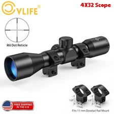 CVLIFE 4X Magnification 32mm Aluminum Compact Rifle Scope Optical Scope Black US picture