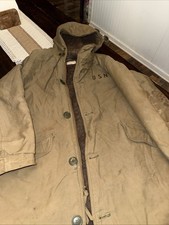 Vintage 1940s United States Navy Full Length Coat Wool Deck Parka USS Howard Gil picture