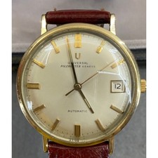Universal Geneve Polerouter 1960s Automatic Gold Capped Date Watch 27435 Box picture