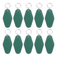 10 Pack Vintage Motel Keychain Blank Hotel Keychains Key Tag Dark Green picture