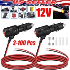 12-24V Fused LED Car Cigarette Lighter Plug Socket Cable Adapter w/ Switch Lot picture