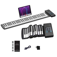 KONIX 61 Key Roll Up Piano,Upgraded Portable Rechargeable Hand Roll Piano wit... picture