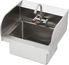 GRAVEE Stainless Steel Wall-Mounted Hand Sink with Faucet & Side Splash Basin picture