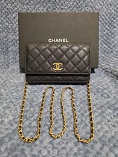 Chanel Classic Gold Tone Wallet On Chain Quilted Caviar Leather Handbag - Black picture