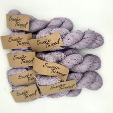 HiKoo Sueño Tweed Yarn Lot of 6 Soothing Silver 1606 Matching Dye Lot DK picture