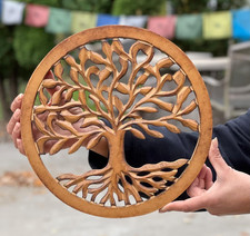 Handcrafted Wooden Tree of Life Wall Decor Hanging Art (Brown) picture