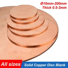 Solid Pure Copper Disc Blank Cut Round Sheet Plate Thick 0.5-3mm Dia 10mm-200mm picture