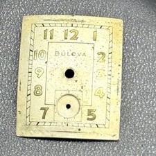 Vintage 1940s Bulova Watch Dial Rectangular Tank Gorgeous Patina Champagne picture