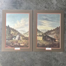 Vintage 1977 Print Set Hatfield and McCoy Home Place Diptych Signed Russell May picture