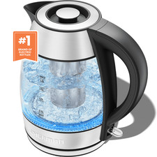 Chefman 1.8L Electric Glass Kettle Tea Infuser LED Stainless Steel picture