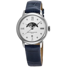 New Baume & Mercier Classima Quartz Moonphase Silver Women's Watch 10329 picture