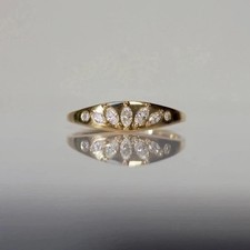 2Ct Marquise Cut Real Moissanite Wedding Women's Ring 14K Yellow Gold Plated picture