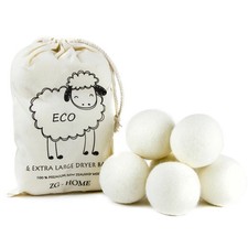 6 XL Wool Dryer Balls Natural Fabric Softener 100% Organic with reusable bag picture