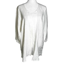 FLAX Size Small Top Tunic Sunshine Woodstk Small White Wash Linen NWT picture