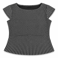 NWT Ann Taylor Factory Women’s Large Black White Textured Peplum Top picture