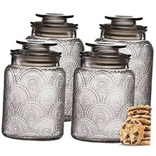 Le'raze 4pc Vintage Glass Canister Set with Airtight Lids (New) picture