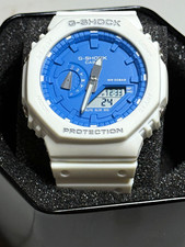 Casio G-SHOCK Analog-Digital Quartz White Resin Watch Blue Dial 200m Box picture
