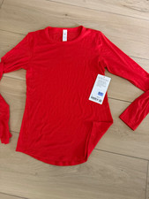 lululemon Hold Tight Women’s Ribbed Long Sleeve T-Shirt Red Size 8 picture