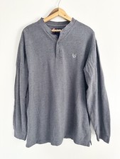 Chaps Ralph Lauren Henley Shirt Mens L GrayLong Sleeve Waffle Thermal Pullover picture