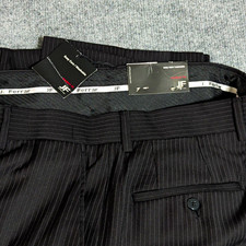 J. Ferrar Men’s Dress Pants Black Pinstripe Pleated Straight Leg Modern Fit 34W picture