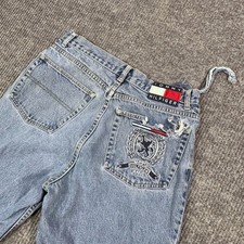 Vintage Tommy Hilfiger Jeans Mens 32x30 Measured Distressed Thrashed Flag Patch picture