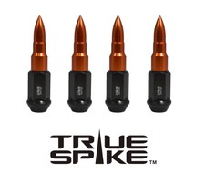 16PC TRUE SPIKE 89MM 12X1.25 STEEL LUG NUTS ORANGE EXTENDED BULLET SPIKES picture
