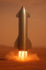 Starship Mars Wall Art Print 24x36 - Space Exploration Wall Decor - Unframed picture